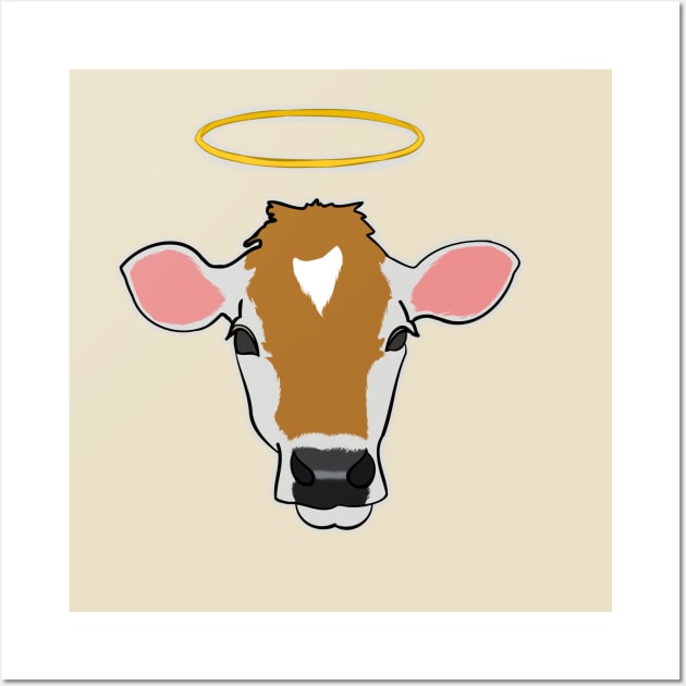 Holy Cow with Halo Wall Art by Punderstandable